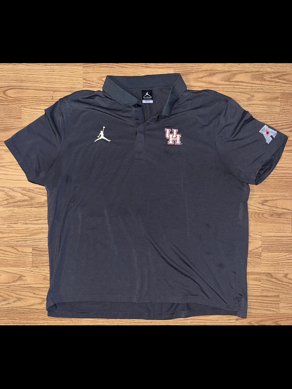 Jordan University Of Houston Polo Shirt Men Size 2XL Gray Logo Short Sleeve